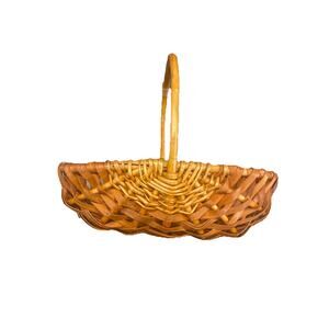 Vintage Handwoven Wood Splint Basket w/Handle 12.75” Rustic Farmhouse Egg Basket